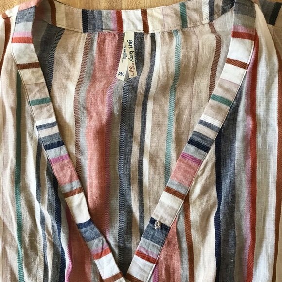 Crop Top Faux Wrap Striped Drawstring Waist GIRL KRAZY Colorful Size M - Picture 2 of 4